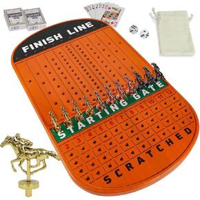 لوحة ألعاب Metal Horse Racing Board Game Line Line Luxury Edition Solid Wood Race Game Boches 11 Batchs of Metal Model Horses 2 من الزهر و 2 صناديق من البطاقات ...