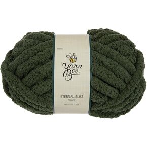 Yarn Bee 7 - Jumbo - Skein Skein - 28 ياردة من خيوط البوليستر بنسبة 100 ٪ للبطانيات الكروشيه ، والقبعات ، والمزيد - إمدادات حرفية للصرف اليدوي ، الزيتون