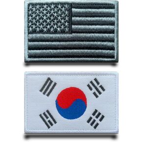 2 PCS America Corea South Flag USA Flag Patch Planted Fortener Hook & Loop Thebique Embleque Tactical Tactical Patches for Backpacks و Scends و Joens و Caps و Hats والملابس والسترة والأكياس