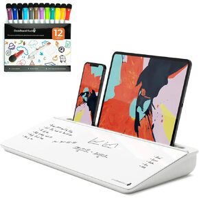 DeskBoard Buddy Desktop Whiteboard with Markers - White Desk Dry Erase Easel Board Pad for Computer Table Top - Small Size, Portable, Glass Tabletop Notepad Bord with Mini Marker Stand - Wipe Away