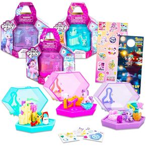 My Little Pony Magic Keychain Set - MLP Mini Playset Bundle مع 3 ألعاب Mini World Magic التي تضم Trailblazer و Moonbow و Princess Betals