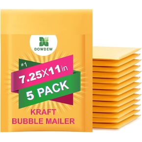 Kraft Bubble Mailers [5 Pack] Mailing Packing Envelopes #1 (7.25" x 11")