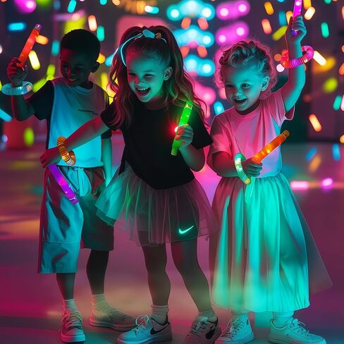 OceanWings 24 Pack Lights up Pop Tube Set for Kids Adults,Stretchy Tube Stress Relief Fidget Toys for Easter Day Classroom Prizes Birthda Concert Party Favor Supplies Treats for Boys Girls Toddlers in Kuwait