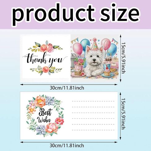 MaiYiYi 6 Pack DIY Cute Dog Diamond Art Greeting Cards Kit Cat Greeting Card Diamond Art Kits for Adults Little Pet Diamond Painting Greeting Cards for Family Friends Holiday Birthday in Saudi Arabia