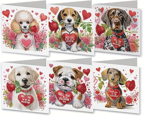 MaiYiYi 6 Pack DIY Cute Dog Diamond Art Greeting Cards Kit Cat Greeting Card Diamond Art Kits for Adults Little Pet Diamond Painting Greeting Cards for Family Friends Holiday Birthday in Saudi Arabia