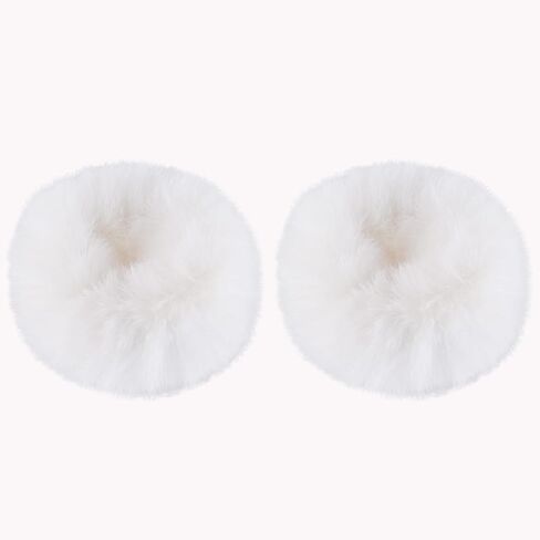 2 PCS Pink Pom Pom Tie Tie Fuzzy Furry Faux Rabbit Fur Scrunchies for Girls Women Hair Associory in Kuwait