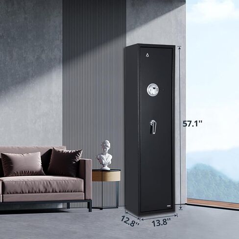 5-6 Long Gun Safe for Home, Black, 15.3 x 16.1 x 61.8 inches, Contemporary Style, Biometric & Digital Keypad Access, Rifle & Pistol Storage, Alarm System, Thickened Door Bolts in Saudi Arabia