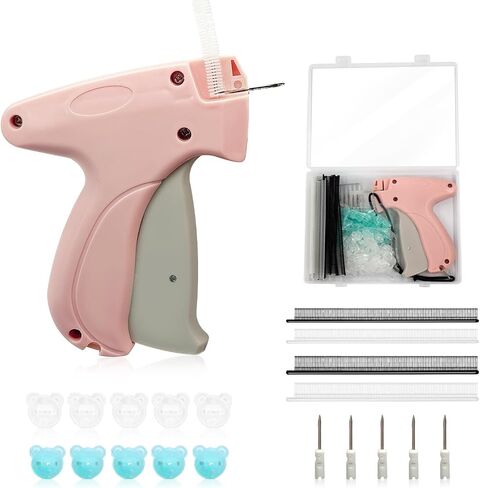 Mini Stitch Gun for Clothes, Stitchy Quick Clothing Fixer, Quick Stitch Sewing Gun, Tagging Gun for Clothing with a Storage Box, 6 Needles, 1200 Black & White Mini Fasteners, 100 Buttons (Black) in Saudi Arabia