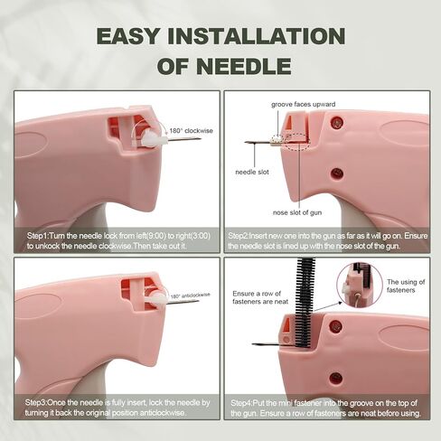 Mini Stitch Gun for Clothes, Stitchy Quick Clothing Fixer, Quick Stitch Sewing Gun, Tagging Gun for Clothing with a Storage Box, 6 Needles, 1200 Black & White Mini Fasteners, 100 Buttons (Black) in Saudi Arabia