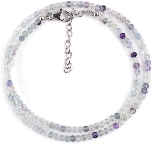 Genuine Raw Black Diamond Stone Rough Beaded Handmade Choker Necklace For Women, Healing Crystal, April Birthstone, Rhodium Plated 925 Sterling Silver Chain 18" Wedding Gift for Her in Kuwait