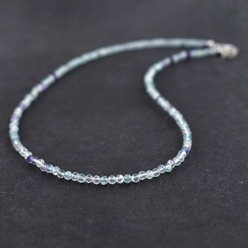 Genuine Raw Black Diamond Stone Rough Beaded Handmade Choker Necklace For Women, Healing Crystal, April Birthstone, Rhodium Plated 925 Sterling Silver Chain 18" Wedding Gift for Her in Kuwait