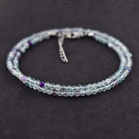 Genuine Raw Black Diamond Stone Rough Beaded Handmade Choker Necklace For Women, Healing Crystal, April Birthstone, Rhodium Plated 925 Sterling Silver Chain 18" Wedding Gift for Her in Kuwait