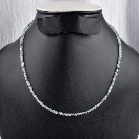Genuine Raw Black Diamond Stone Rough Beaded Handmade Choker Necklace For Women, Healing Crystal, April Birthstone, Rhodium Plated 925 Sterling Silver Chain 18" Wedding Gift for Her in Kuwait