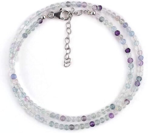 Genuine Raw Black Diamond Stone Rough Beaded Handmade Choker Necklace For Women, Healing Crystal, April Birthstone, Rhodium Plated 925 Sterling Silver Chain 18" Wedding Gift for Her in Kuwait