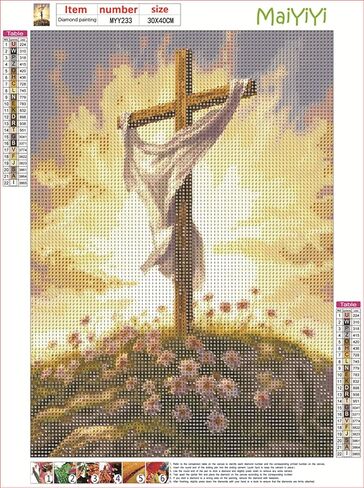 MaiYiYi Jesus Good Friday Diamond Painting Set, 5D Full Round Diamond Painting God Cross Diamond Painting by Numbers, Prayer Cross Diamond Painting for Adult Beginner Home Wall Art Decor (30X40 CM) in Saudi Arabia