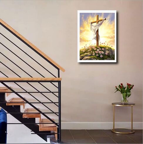 MaiYiYi Jesus Good Friday Diamond Painting Set, 5D Full Round Diamond Painting God Cross Diamond Painting by Numbers, Prayer Cross Diamond Painting for Adult Beginner Home Wall Art Decor (30X40 CM) in Saudi Arabia