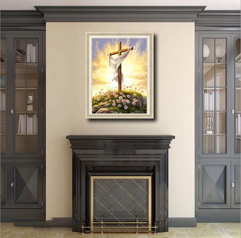 MaiYiYi Jesus Good Friday Diamond Painting Set, 5D Full Round Diamond Painting God Cross Diamond Painting by Numbers, Prayer Cross Diamond Painting for Adult Beginner Home Wall Art Decor (30X40 CM) in Saudi Arabia