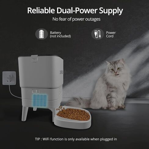 Automatic Cat Feeder WiFi,Automatic Dog Feeder Double Anti-Blocking,Cat Food Dispenser for Dry Food 10 Meals A Day,Dog Food Dispenser Dual Power with 10s Voice Recorder,Easy to Install and Clean,White in Saudi Arabia