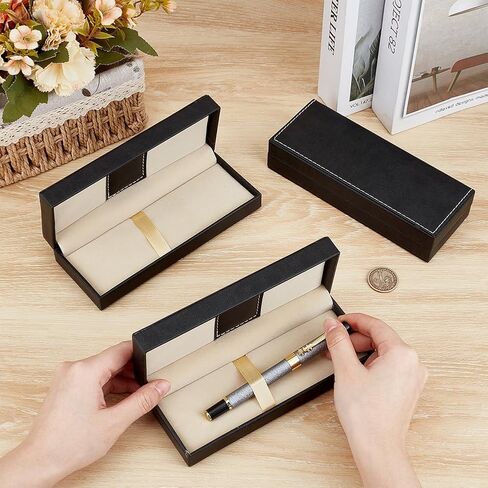Benecreat 3pcs Pu Leather Pen Pen Box ، 2.67 × 6.9x1.5 بوصة صناديق تخزين القلم بني بني ، وصناديق قلم رصاص فارغة مع وسادة لتعبئة الهدايا ، ومكتب مدرسة. in Kuwait