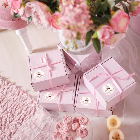 Whaline 100Pcs She's The Cherry On Top Thank You Stickers 2 Inch Sweet Cherry with Bowknot Party Decorations Adhesive Round Labels for Birthday Baby Shower Bridal Shower Anniversary in Saudi Arabia