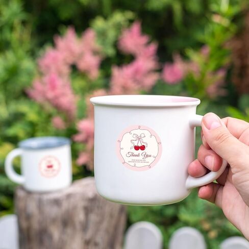 Whaline 100Pcs She's The Cherry On Top Thank You Stickers 2 Inch Sweet Cherry with Bowknot Party Decorations Adhesive Round Labels for Birthday Baby Shower Bridal Shower Anniversary in Saudi Arabia