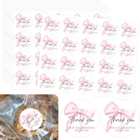 Whaline 100Pcs She's The Cherry On Top Thank You Stickers 2 Inch Sweet Cherry with Bowknot Party Decorations Adhesive Round Labels for Birthday Baby Shower Bridal Shower Anniversary in Saudi Arabia