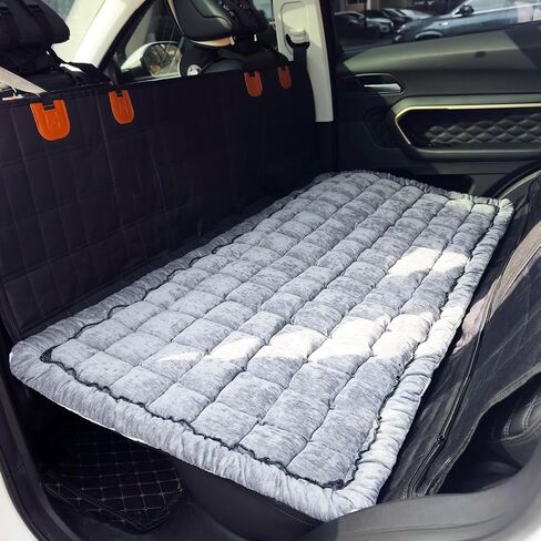 Backseat Pet Bed Mat, Plaid Dog Bed for Car Back Seat, Furry Dog Covers for Loveseats, Non-Slip Travel Dog Bed, Custom Fit for Backseat Extenders and Seat Covers (Black&White, 24.8x54 inch) in Saudi Arabia