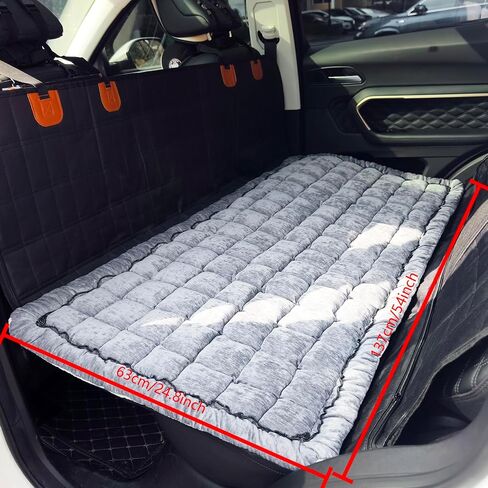 Backseat Pet Bed Mat, Plaid Dog Bed for Car Back Seat, Furry Dog Covers for Loveseats, Non-Slip Travel Dog Bed, Custom Fit for Backseat Extenders and Seat Covers (Black&White, 24.8x54 inch) in Saudi Arabia