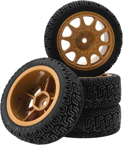 1/10 RC On Road Tires & Nylon Wheel Rims 12mm Hex OD70mm Rubber Tires Compatible with Tamiya TT01 TT02 XV01 HSP HPI Kyosho Traxxas WLtoys 1/10 1/12 On-Road Touring Car (Yellow) in Kuwait