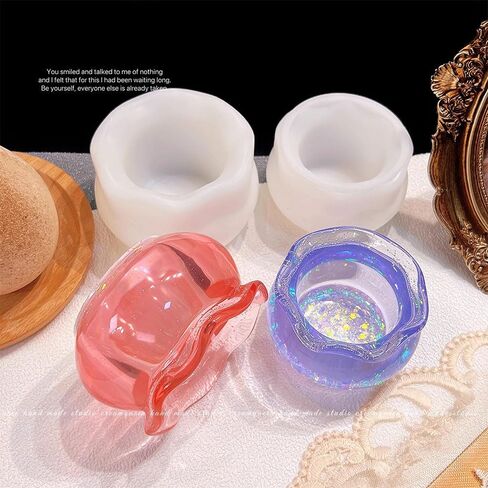 2pcs Jar Resin Mold Bowl Silicone Mold Box Epoxy Mold DIY Casting Mold for Mini Fish Tank, Jewelry Storage,Home Decoration (L+S) in Kuwait