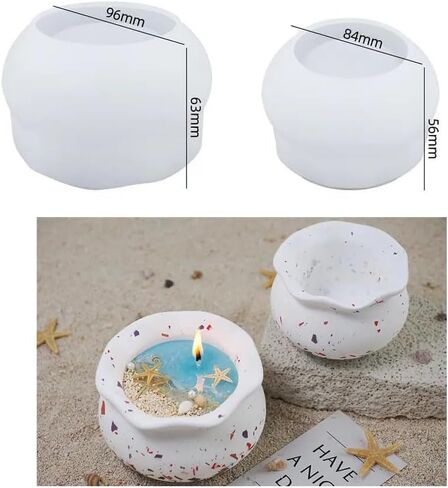 2pcs Jar Resin Mold Bowl Silicone Mold Box Epoxy Mold DIY Casting Mold for Mini Fish Tank, Jewelry Storage,Home Decoration (L+S) in Kuwait