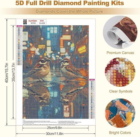 MEIYUDA 5D Diamond Art Kits for Adults, DIY Colourful Moonlight Diamond Art Painting, Diamond Painting Full Drill Crystal Craft Kits for Home Wall Decor Presents, 12x16inch in Kuwait