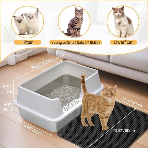 Medium Low Entry Enclosed Stainless Steel Cat Litter Box with lid Scoop and Pads Easy Clean Kitten Kitty White Metal Litter Box in Kuwait