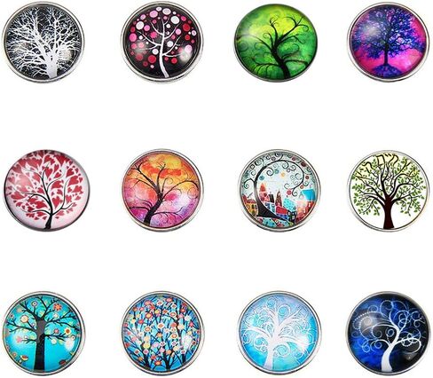 SUNNYCLUE 1 Box 12Pcs Women Office Lanyard ID Badges Holder Necklace Fancy Tree of Life School Stainless Steel Badge Lanyards Breakaway Snap Buttons Charms Jewelry Pendant Clip for Teacher Nurses in Saudi Arabia