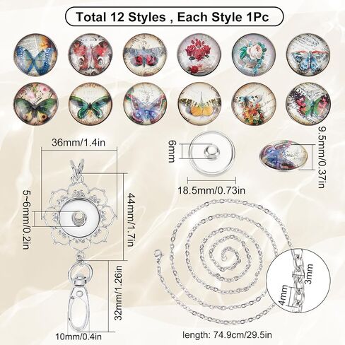 SUNNYCLUE 1 Box 12Pcs Women Office Lanyard ID Badges Holder Necklace Fancy Tree of Life School Stainless Steel Badge Lanyards Breakaway Snap Buttons Charms Jewelry Pendant Clip for Teacher Nurses in Saudi Arabia