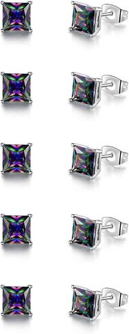18K White Gold Plated Rainbow Earrings Set Hypoallergenic for Women Men Jewelry Gifts in Saudi Arabia