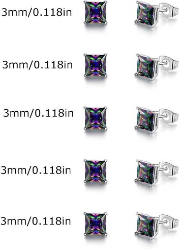 18K White Gold Plated Rainbow Earrings Set Hypoallergenic for Women Men Jewelry Gifts in Saudi Arabia