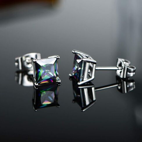 18K White Gold Plated Rainbow Earrings Set Hypoallergenic for Women Men Jewelry Gifts in Saudi Arabia