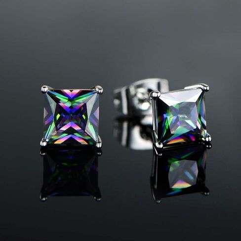 18K White Gold Plated Rainbow Earrings Set Hypoallergenic for Women Men Jewelry Gifts in Saudi Arabia