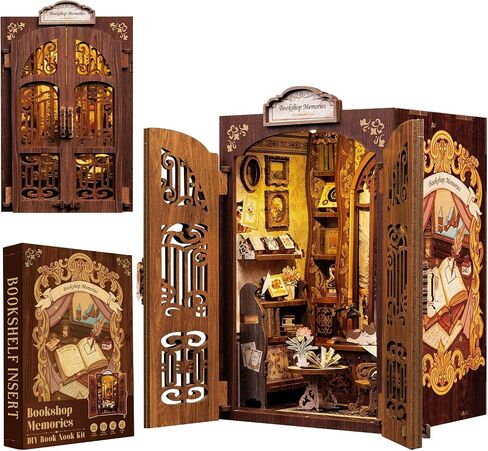CUTEBEE Book Nook Kit - DIY Miniature House Kit for Adults, Teens, 3D Wooden Puzzle Dollhouse Booknook Library Tiny House Bookshelf Decor, Model Kit Gifts for Family, Friends (Library of Wisdom) in Saudi Arabia