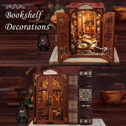 CUTEBEE Book Nook Kit - DIY Miniature House Kit for Adults, Teens, 3D Wooden Puzzle Dollhouse Booknook Library Tiny House Bookshelf Decor, Model Kit Gifts for Family, Friends (Library of Wisdom) in Saudi Arabia