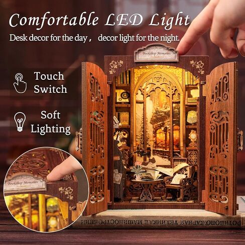CUTEBEE Book Nook Kit - DIY Miniature House Kit for Adults, Teens, 3D Wooden Puzzle Dollhouse Booknook Library Tiny House Bookshelf Decor, Model Kit Gifts for Family, Friends (Library of Wisdom) in Saudi Arabia