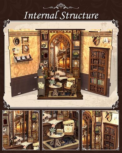 CUTEBEE Book Nook Kit - DIY Miniature House Kit for Adults, Teens, 3D Wooden Puzzle Dollhouse Booknook Library Tiny House Bookshelf Decor, Model Kit Gifts for Family, Friends (Library of Wisdom) in Saudi Arabia