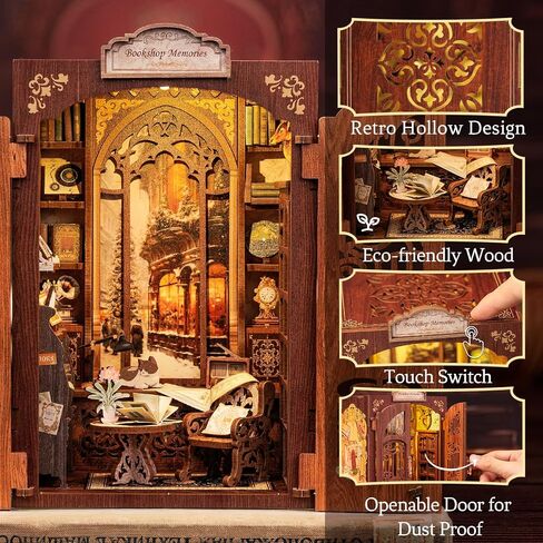 CUTEBEE Book Nook Kit - DIY Miniature House Kit for Adults, Teens, 3D Wooden Puzzle Dollhouse Booknook Library Tiny House Bookshelf Decor, Model Kit Gifts for Family, Friends (Library of Wisdom) in Saudi Arabia