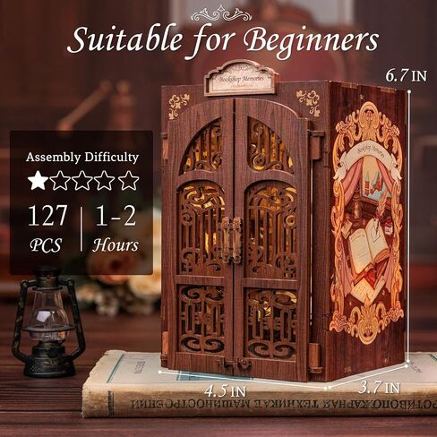 CUTEBEE Book Nook Kit - DIY Miniature House Kit for Adults, Teens, 3D Wooden Puzzle Dollhouse Booknook Library Tiny House Bookshelf Decor, Model Kit Gifts for Family, Friends (Library of Wisdom) in Saudi Arabia