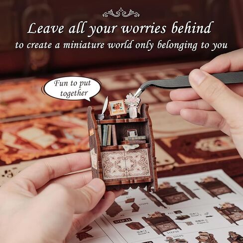 CUTEBEE Book Nook Kit - DIY Miniature House Kit for Adults, Teens, 3D Wooden Puzzle Dollhouse Booknook Library Tiny House Bookshelf Decor, Model Kit Gifts for Family, Friends (Library of Wisdom) in Saudi Arabia