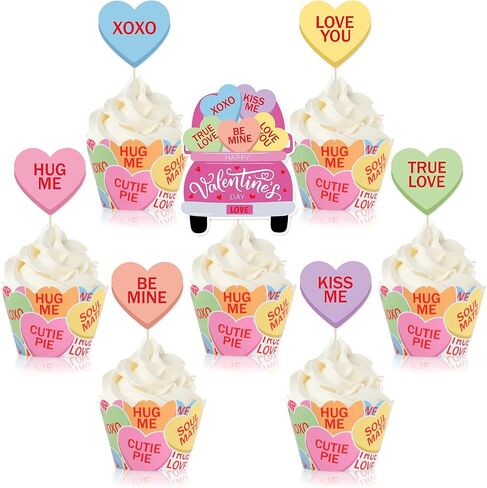 Whaline 72Pcs Easter Cupcake Toppers and Cupcake Wrappers Set Colorful Easter Bunny Truck Dessert Decorations for Spring Birthday Party Supplies in Kuwait