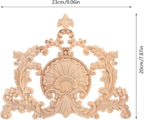 MUXSAM Wood Appliques Onlays Wooden Carved Decal Center Decor, 1Pc Unpainted Decorative Carving for Door Wall Cabinet Dresser Bed Bench Chair Sofa DIY Furniture Projects, 23x20cm/9.06"x7.87" in Kuwait