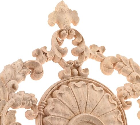 MUXSAM Wood Appliques Onlays Wooden Carved Decal Center Decor, 1Pc Unpainted Decorative Carving for Door Wall Cabinet Dresser Bed Bench Chair Sofa DIY Furniture Projects, 23x20cm/9.06"x7.87" in Kuwait