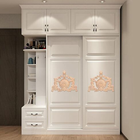 MUXSAM Wood Appliques Onlays Wooden Carved Decal Center Decor, 1Pc Unpainted Decorative Carving for Door Wall Cabinet Dresser Bed Bench Chair Sofa DIY Furniture Projects, 23x20cm/9.06"x7.87" in Kuwait